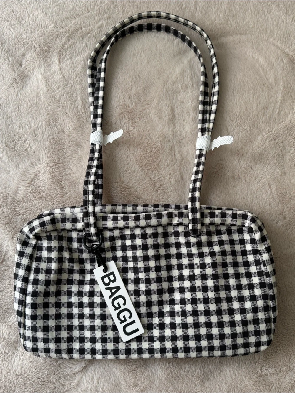 {NOT FOR SALE} ⛔️ NWT BAGGU Nylon Bowler Bag Black & White Gingham